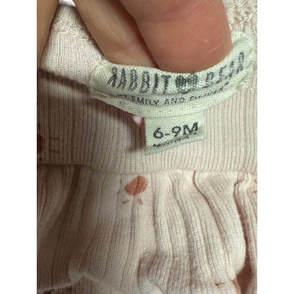 Rabbit Bear Organic Sun Print Ruffle Long Sleeve Baby Girl Bodysuit 6-9 Months - Picture 3 of 9